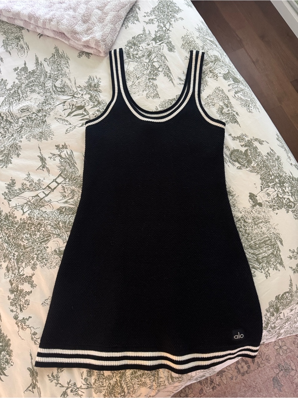ALO Yoga Tennis Club Sweater Knit Dress with White Trim